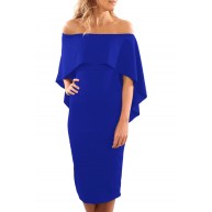 Off Shoulder Batwing Cape Midi Poncho Dress