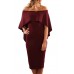 Off Shoulder Batwing Cape Midi Poncho Dress